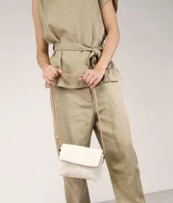 Bosanova Sacs À Bandoulière | Petits Sacs | Sac bandoulière beige avec broderie florale et rabat