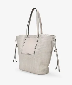 Bosanova Sacs Shopper | Sacs Porté Épaule | Sac bandoulière beige avec clous métalliques