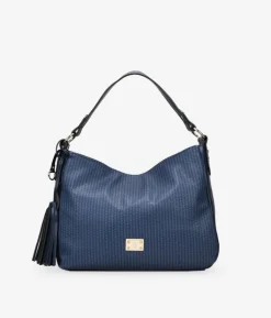 Bosanova Sacs Raphia Et Crochet | Sacs Porté Épaule | Sac bandoulière bleu avec fermeture éclair