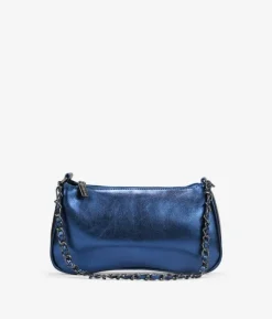Bosanova Sac Minaudières | Sacs Porté Épaule | Sac bandoulière bleu métal avec chaîne