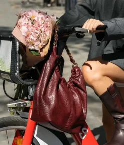 Bosanova Sacs Shopper | Sacs Porté Épaule | Sac bandoulière bordeaux avec chaîne