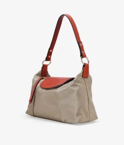 Bosanova Petits Sacs | Sacs Porté Épaule | Sac bandoulière en nylon taupe avec rabat