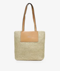 Bosanova Sacs Shopper | Sacs Raphia Et Crochet | Sac bandoulière en raphia beige avec fermeture éclair
