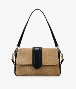 Bosanova Sacs À Bandoulière | Sacs Raphia Et Crochet | Sac bandoulière en raphia noir avec rabat