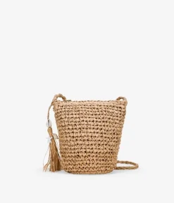 Bosanova Sacs À Bandoulière | Sacs Raphia Et Crochet | Sac bandoulière en raphia beige avec fermeture éclair
