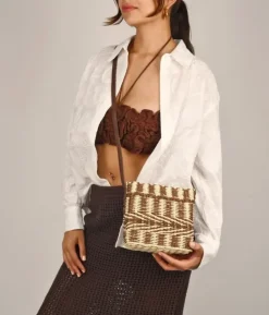 Bosanova Sacs À Bandoulière | Sacs Raphia Et Crochet | Sac bandoulière en raphia beige avec fermeture éclair