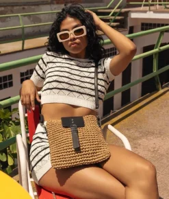 Bosanova Sacs À Bandoulière | Sacs Raphia Et Crochet | Sac bandoulière en raphia beige à rabat
