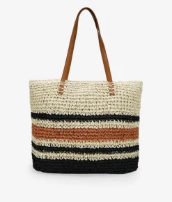 Bosanova Bolsos De Playa | Sacs Raphia Et Crochet | Sac bandoulière en raphia beige à rayures