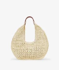 Bosanova Sacs Raphia Et Crochet | Sacs Porté Épaule | Sac bandoulière en raphia beige