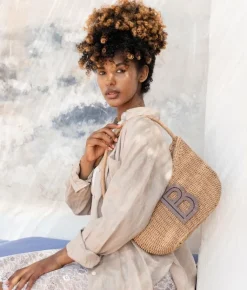 Bosanova Sacs Raphia Et Crochet | Sacs Porté Épaule | Sac bandoulière en raphia beige