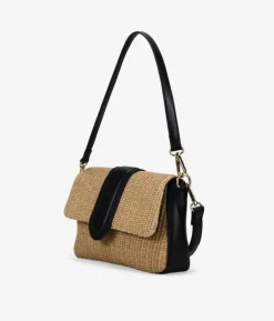 Bosanova Sacs À Bandoulière | Sacs Raphia Et Crochet | Sac bandoulière en raphia noir avec rabat