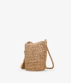 Bosanova Sacs À Bandoulière | Sacs Raphia Et Crochet | Sac bandoulière en raphia beige avec fermeture éclair