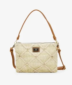 Bosanova Sacs À Bandoulière | Sacs Raphia Et Crochet | Sac bandoulière en raphia beige à clous