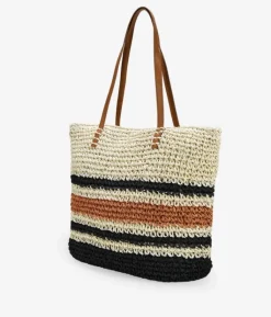 Bosanova Bolsos De Playa | Sacs Raphia Et Crochet | Sac bandoulière en raphia beige à rayures