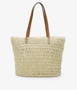 Bosanova Sacs Shopper | Sacs Raphia Et Crochet | Sac bandoulière en raphia beige
