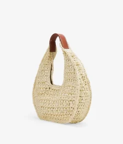 Bosanova Sacs Raphia Et Crochet | Sacs Porté Épaule | Sac bandoulière en raphia beige