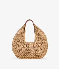 Bosanova Sacs Raphia Et Crochet | Sacs Porté Épaule | Sac bandoulière en raphia beige