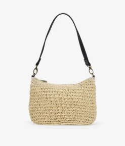 Bosanova Sacs Raphia Et Crochet | Sacs Porté Épaule | Sac bandoulière en raphia beige avec fermeture éclair