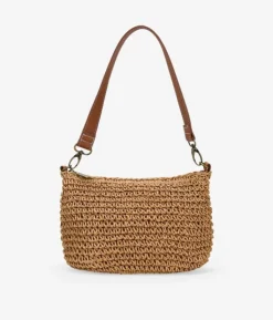 Bosanova Sacs Raphia Et Crochet | Sacs Porté Épaule | Sac bandoulière en raphia beige avec fermeture éclair