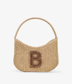 Bosanova Sacs Raphia Et Crochet | Sacs Porté Épaule | Sac bandoulière en raphia beige