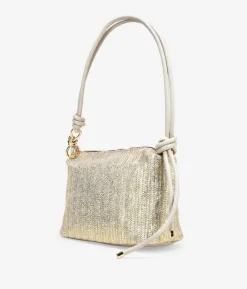 Bosanova Sacs Porté Épaule | Sac bandoulière en raphia métallisé beige