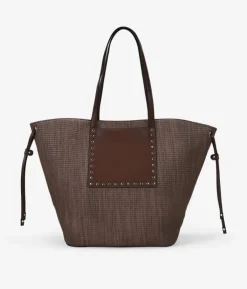 Bosanova Sacs Shopper | Sacs Porté Épaule | Sac bandoulière marron avec clous métalliques