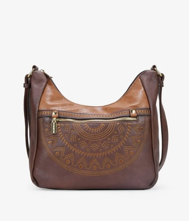 Bosanova Sacs À Bandoulière | Sac bandoulière marron avec broderie