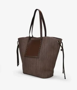 Bosanova Sacs Shopper | Sacs Porté Épaule | Sac bandoulière marron avec clous métalliques