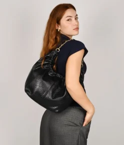 Bosanova Sacs Shopper | Sacs Porté Épaule | Sac bandoulière noir avec chaîne