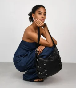 Bosanova Sacs Porté Épaule | Sac bandoulière noir avec boucles