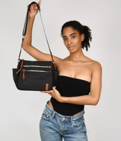 Bosanova Sacs À Bandoulière | Sac bandoulière noir avec fermetures éclair en métal