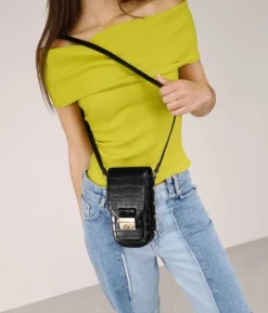 Bosanova Sacs À Bandoulière | Petits Sacs | Sac bandoulière noir pour téléphone portable avec porte-cartes