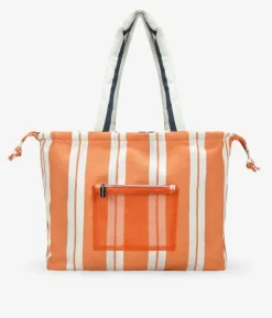 Bosanova Sacs Shopper | Sacs Porté Épaule | Sac bandoulière orange à rayures et poche
