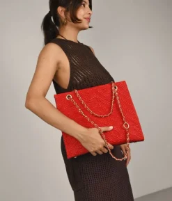 Bosanova Sacs Shopper | Sacs Porté Épaule | Sac bandoulière rouge avec anses chaîne