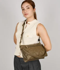Bosanova Sacs À Bandoulière | Sac bandoulière taupe avec ceinture et gravure