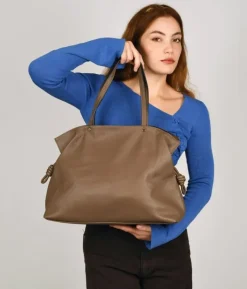 Bosanova Sacs Porté Épaule | Sac bandoulière taupe avec fermeture éclair