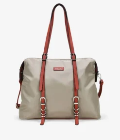 Bosanova Sacs Porté Épaule | Sacs Shopper | Sac bandoulière taupe avec anneaux en métal
