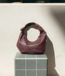 Bosanova Sacs Porté Épaule | Petits Sacs | Sac bandoulière tressé bordeaux avec noeud