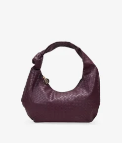 Bosanova Sacs Porté Épaule | Petits Sacs | Sac bandoulière tressé bordeaux avec noeud