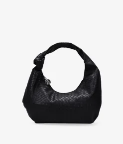 Bosanova Sacs Porté Épaule | Petits Sacs | Sac bandoulière tressé noir avec noeud