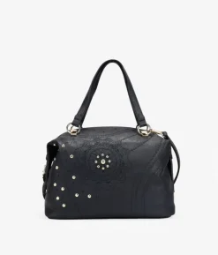 Bosanova Sacs À Bandoulière | Sacs À Main | Sac bowling noir avec broderies et clous
