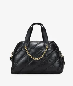 Bosanova Sacs À Bandoulière | Sacs À Main | Sac bowling noir avec surpiqûres matelassées