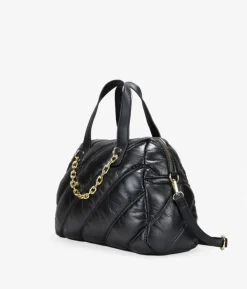 Bosanova Sacs À Bandoulière | Sacs À Main | Sac bowling noir avec surpiqûres matelassées
