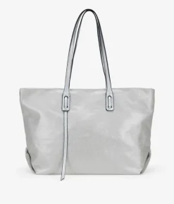 Bosanova Sacs Shopper | Sacs Porté Épaule | Sac cabas en toile argentée avec fermeture éclair