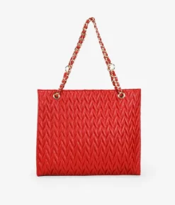 Bosanova Sacs Shopper | Sacs Porté Épaule | Sac cabas rouge avec chaîne