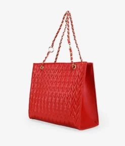 Bosanova Sacs Shopper | Sacs Porté Épaule | Sac cabas rouge avec chaîne