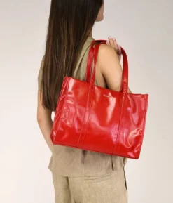 Bosanova Sacs Shopper | Sacs Porté Épaule | Sac cabas zippé rouge