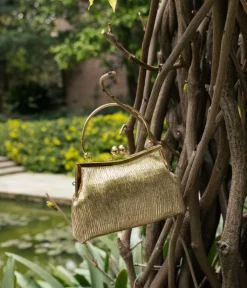 Bosanova Sac Minaudières | Petits Sacs | Sac de fête doré avec embout et poignée en métal