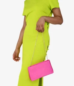 Bosanova Sac Minaudières | Sacs Porté Épaule | Sac de fête en satin rose avec chaîne