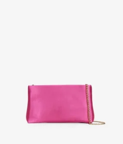 Bosanova Sac Minaudières | Sacs Porté Épaule | Sac de fête en satin rose avec chaîne